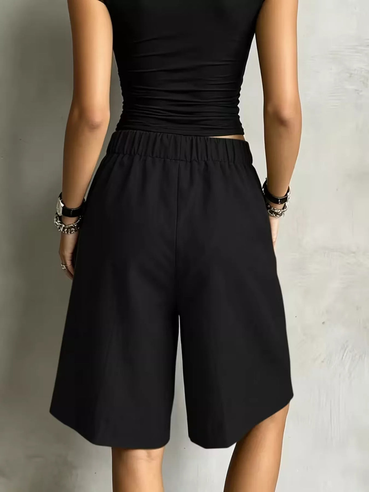 High-waist drawstring shorts