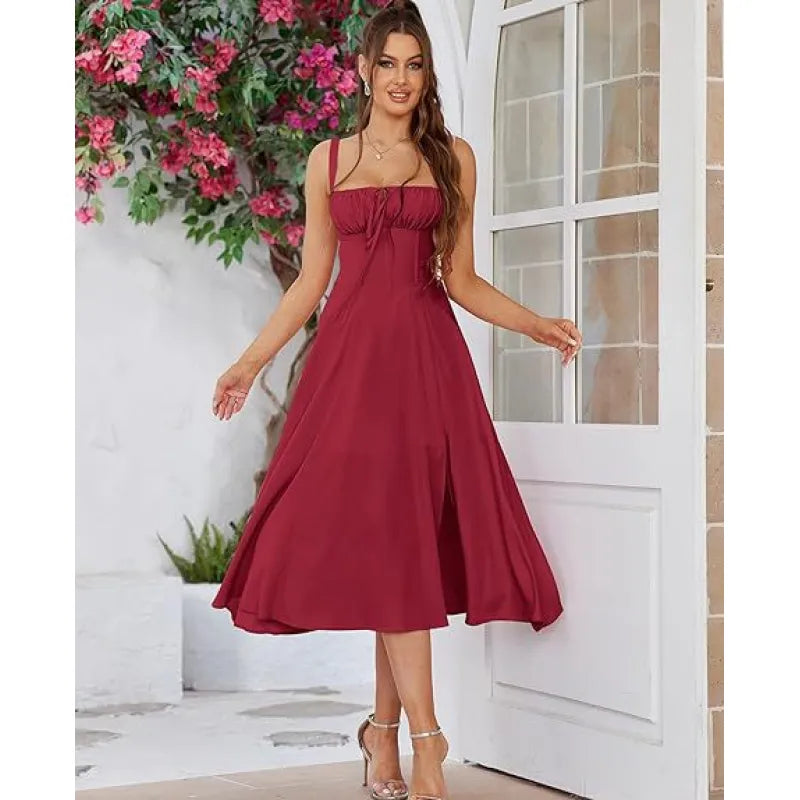 Midi tank dress – red