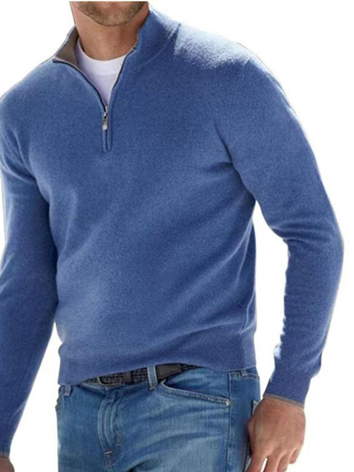 Quarter-zip sweater – royal blue