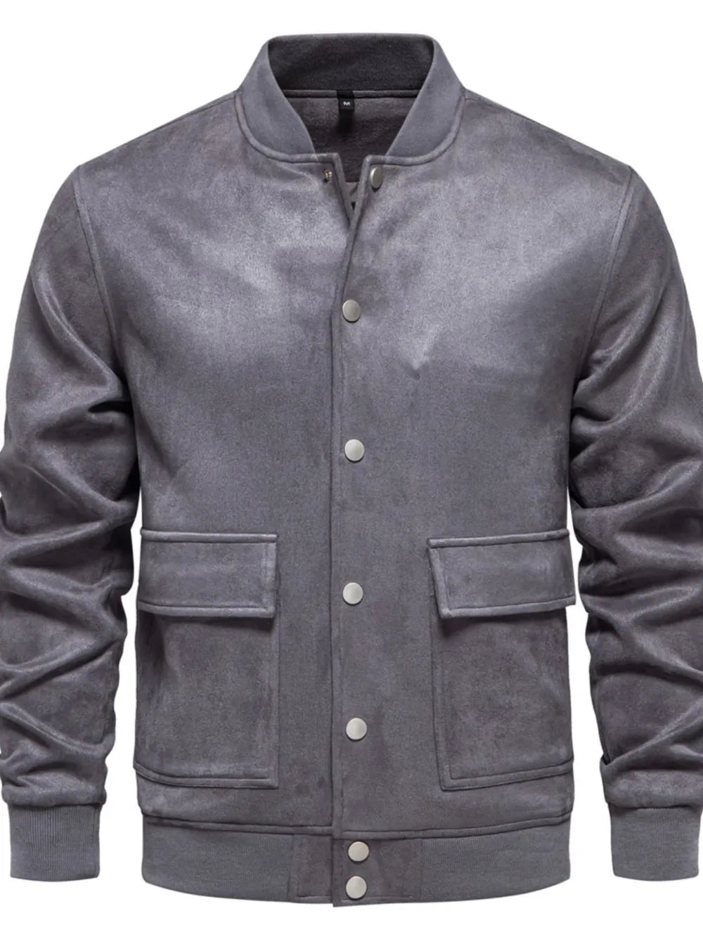 Baseball collar snap down jacket, Dark Gray