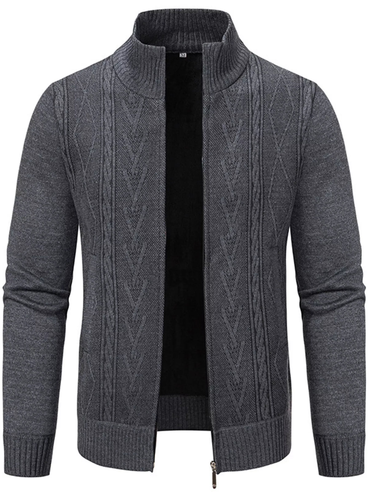 Cable-knit zip cardigan