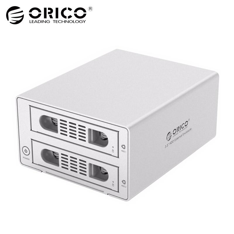 ORICO 3.5 2bay HDD Case box 16 TB Aluminum SATA2.0 USB 3.0 & eSATA HDD External Docking Station box RAID Function HDD Enclosure