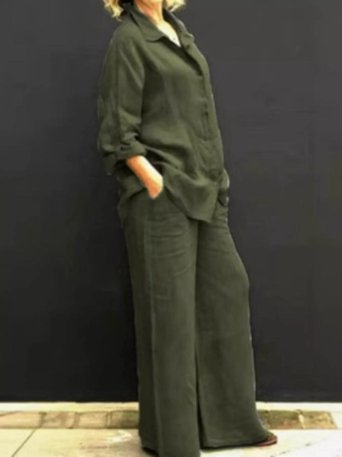 Shirt and pants set – army green