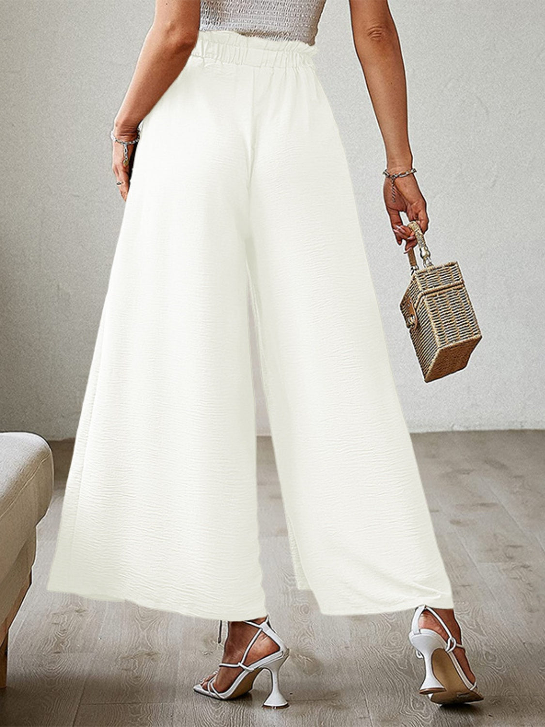 Tied slit wide leg pants