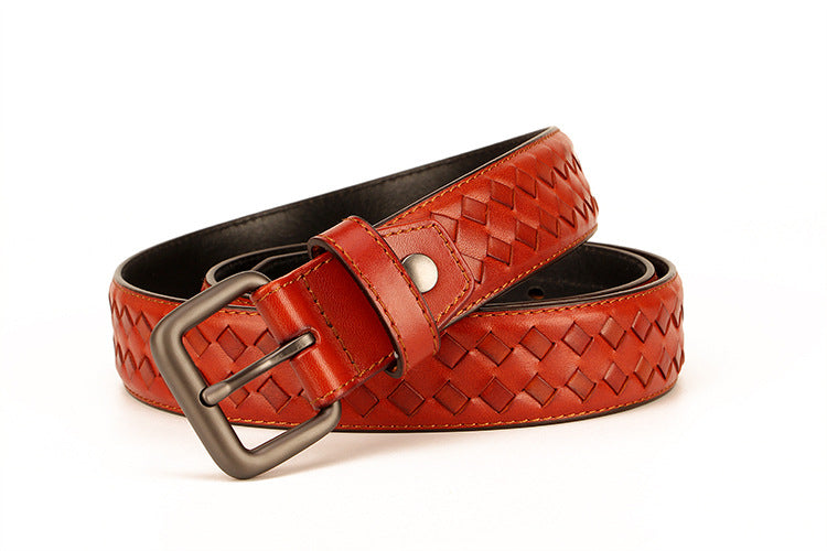 Woven leather belt
