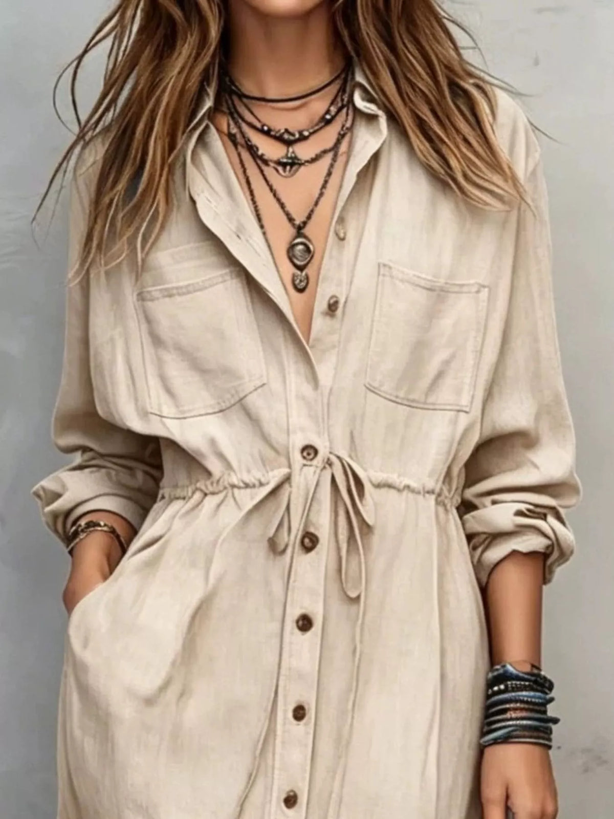 Long-sleeve shirt dress