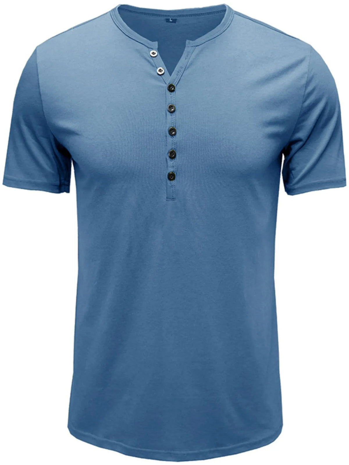 Classic henley short sleeve polo shirt, Light Blue