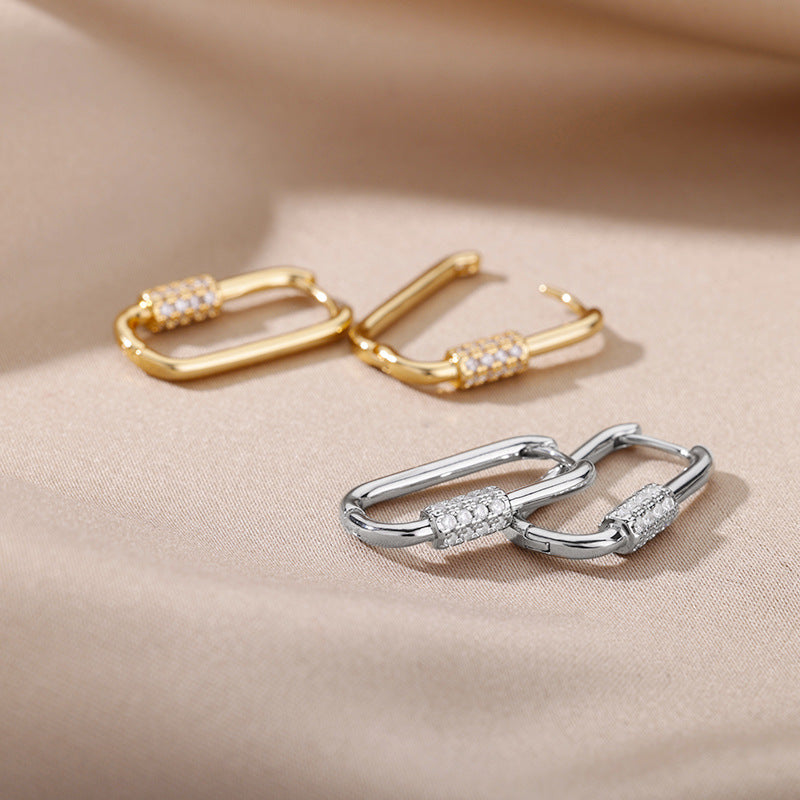 Pavé gold hoop earrings