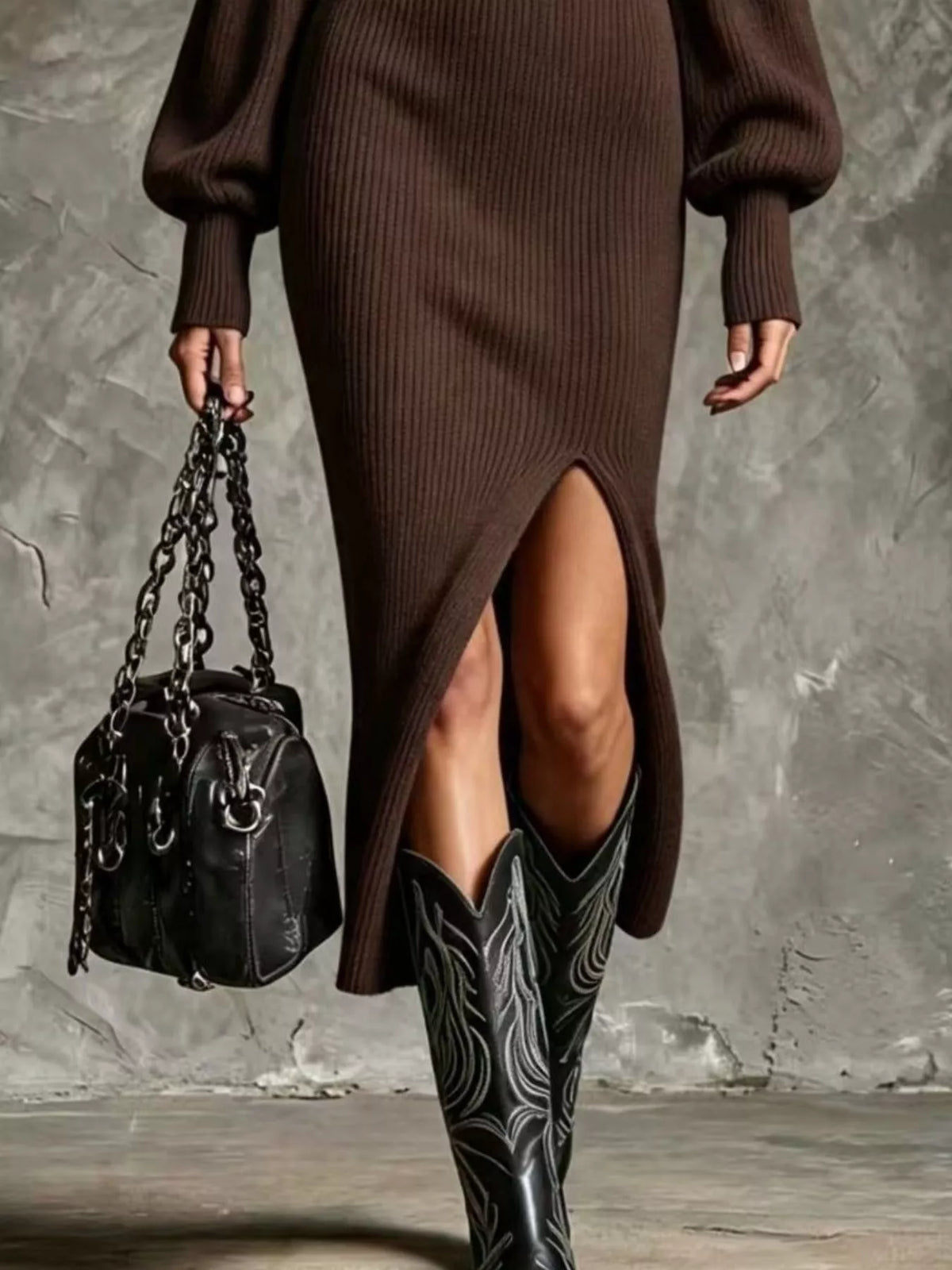 Quarter-zip sweater dress