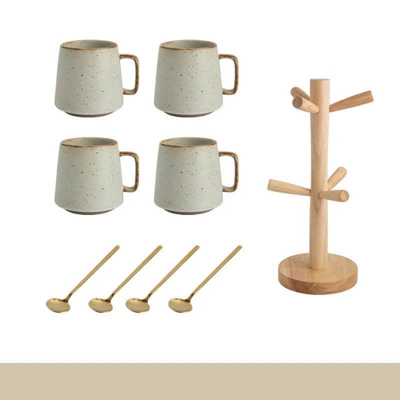 Speckled stoneware mug set