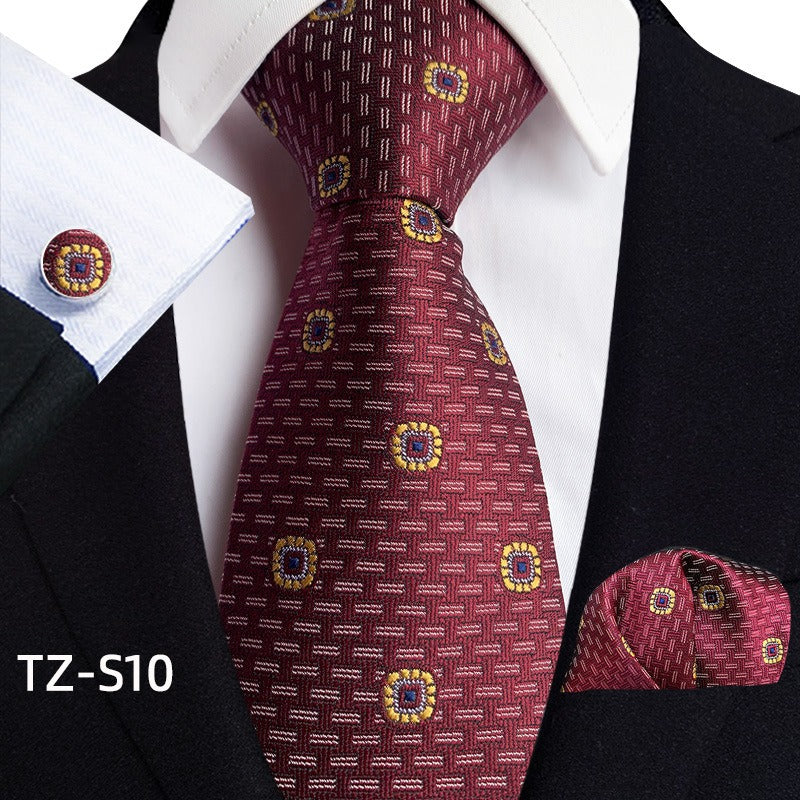 Paisley waist flower men's tie pocket towel cuff three piece set