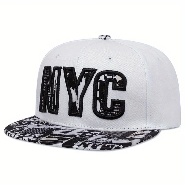 Flat brimmed hat street dance embroidery NYC hip-hop hat