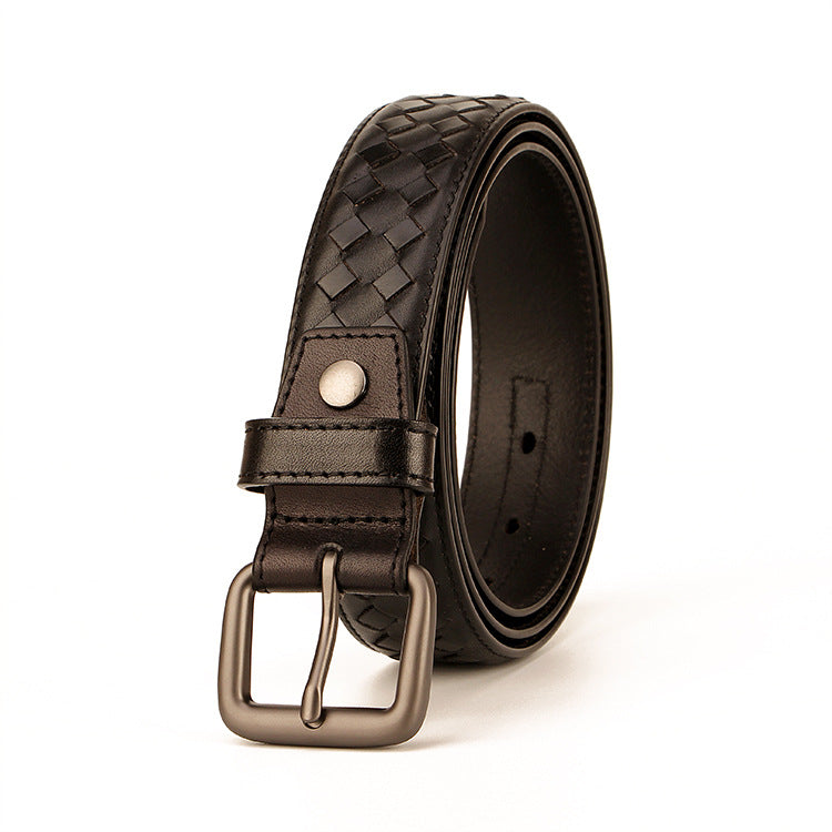 Woven leather belt
