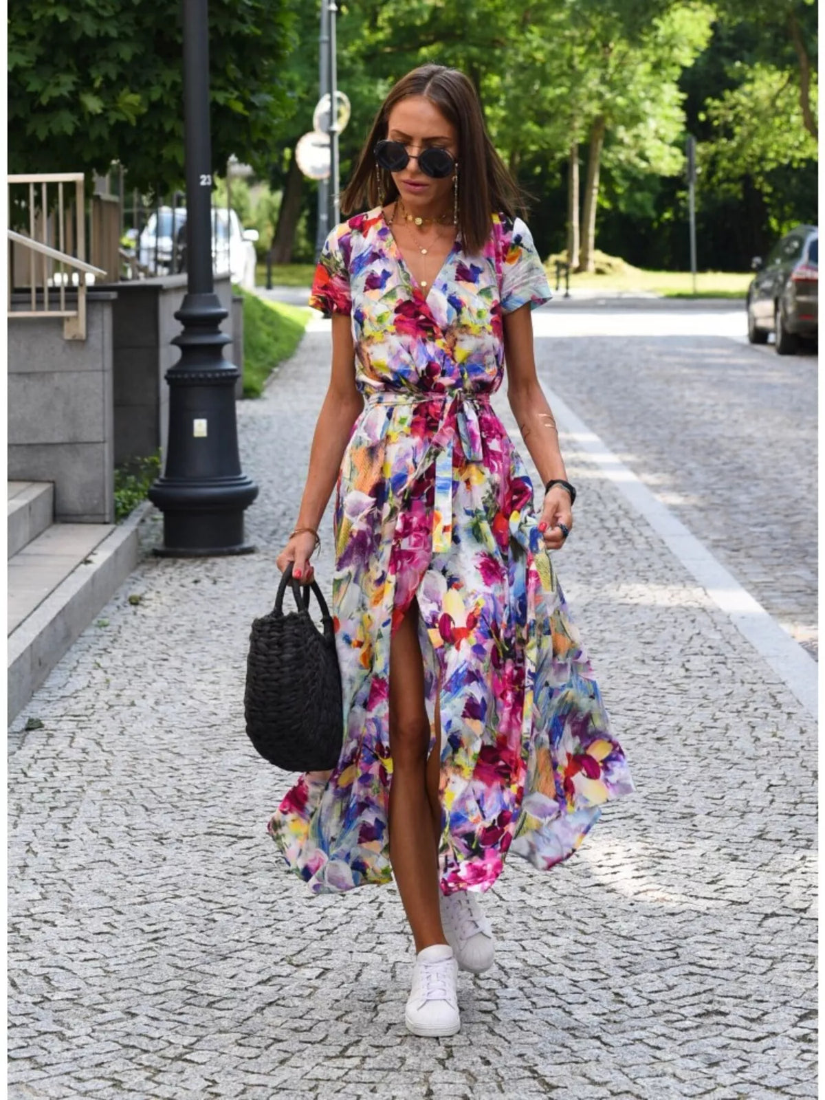 Surplice midi dress