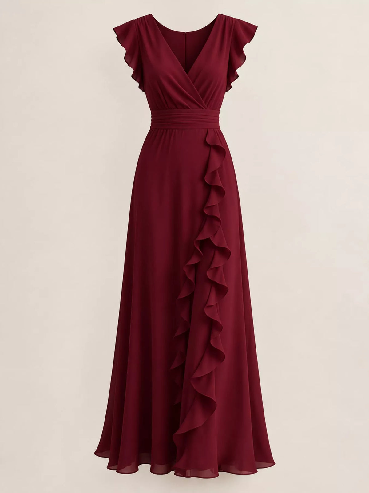 Ruffled surplice sleeveless maxi dress