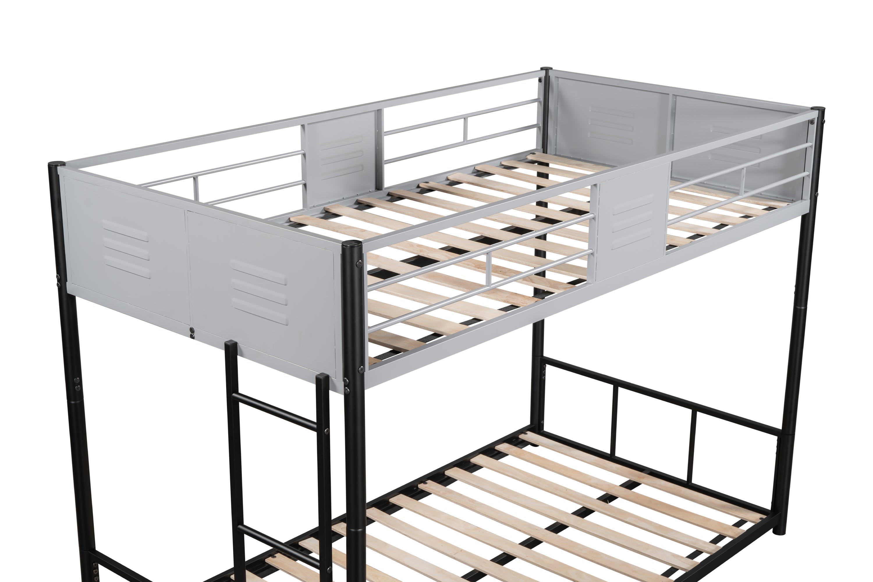 Metal twin bed with ventilation panel for noise reduction/safety guardrail/flexible space support/triple bed/CPC Certified