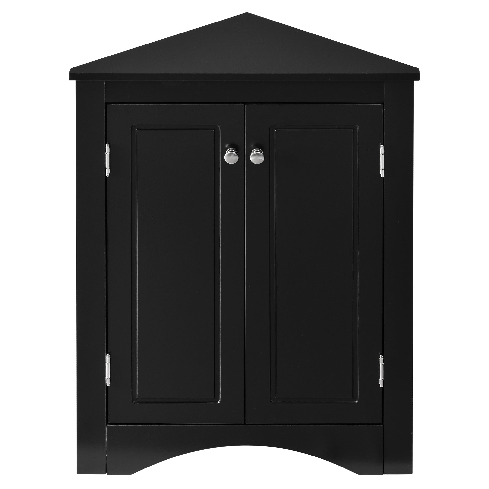 Black Triangle Bathroom Storage Cabinet with Adjustable Shelves, Freestanding Floor Cabinet for Home Kitchen