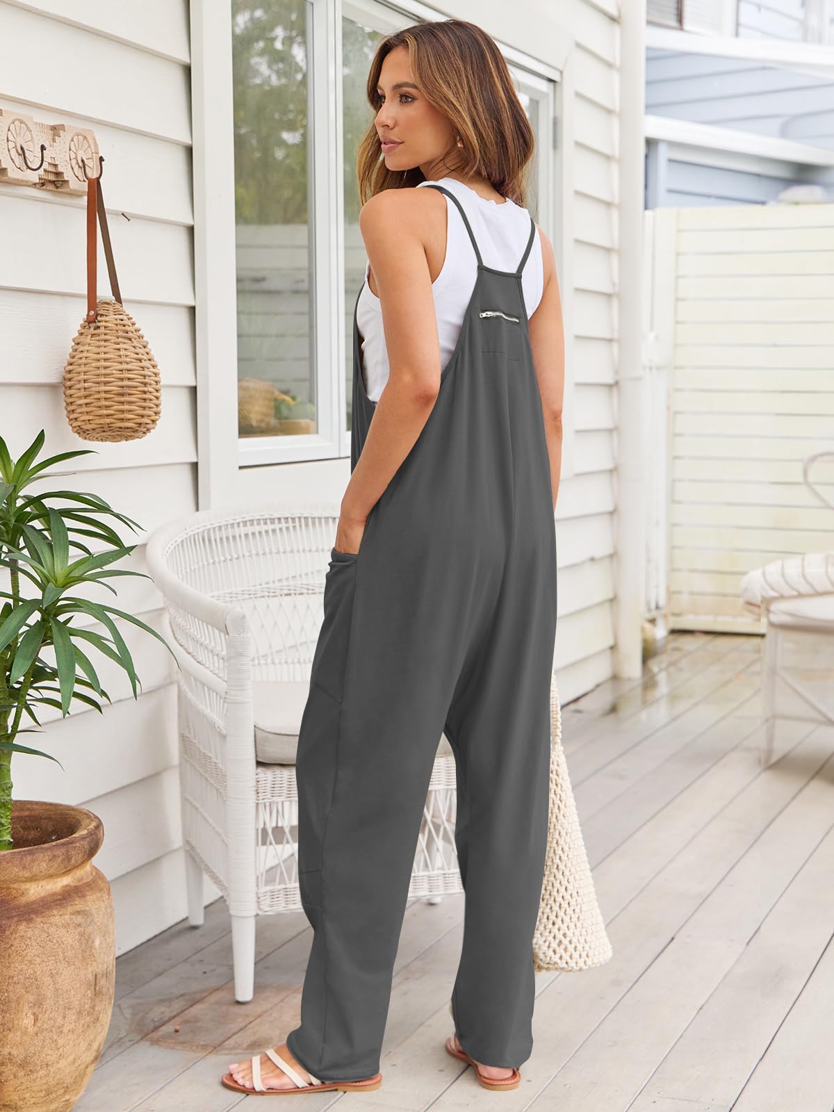 V neck spaghetti strap jumpsuit