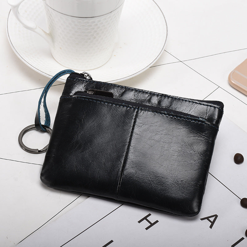 Leather zip coin pouch