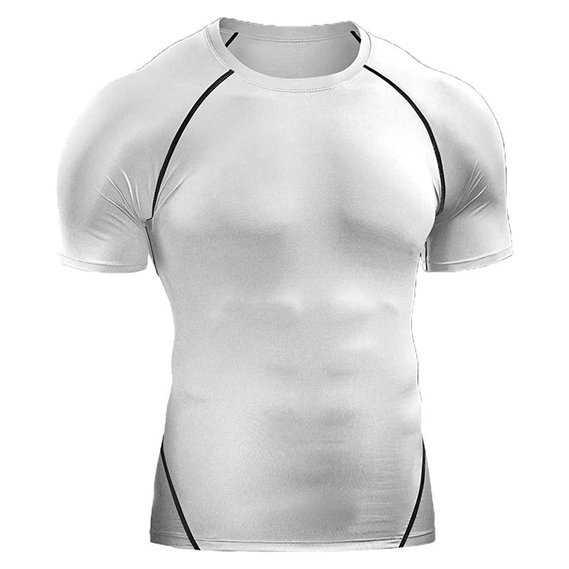 Workout Clothes Short Sleeve Men Quick Drying Clothes Exercise Running T-shirt