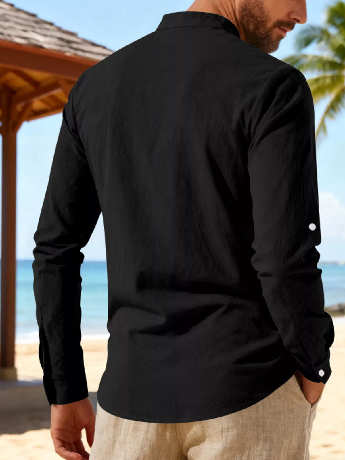 Lace-up linen shirt