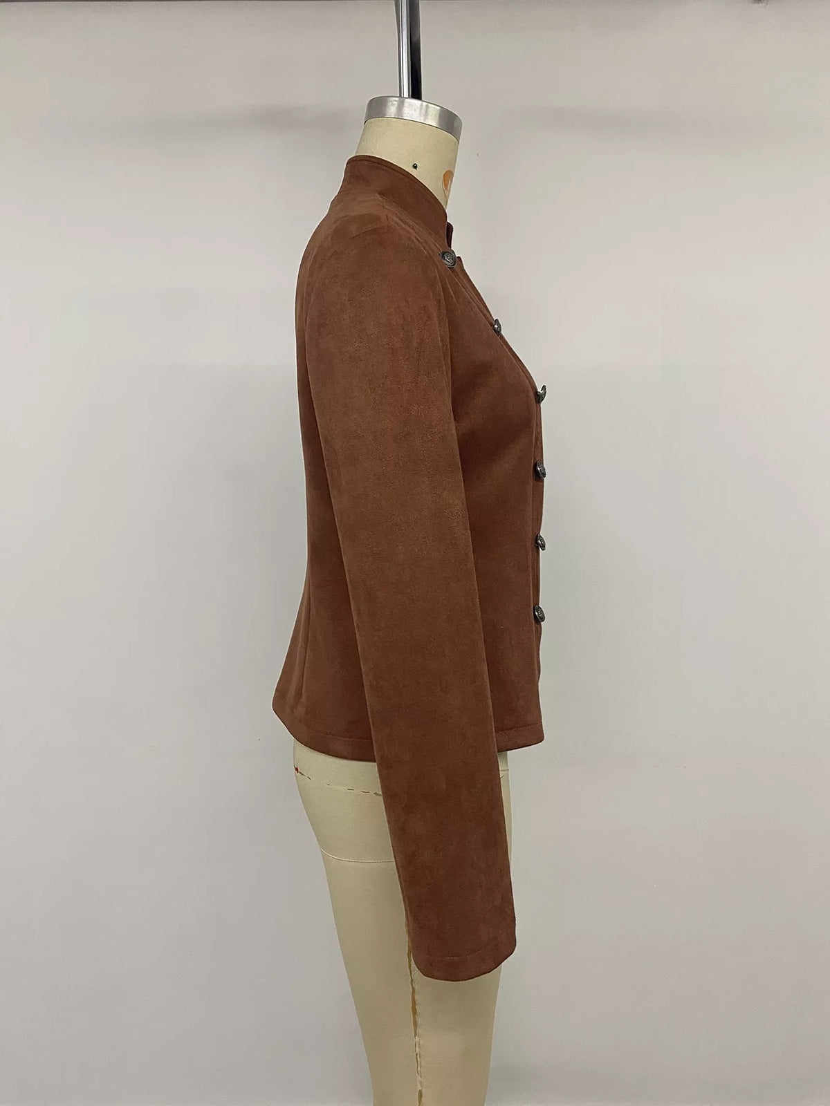 Vintage stand collar cropped jacket