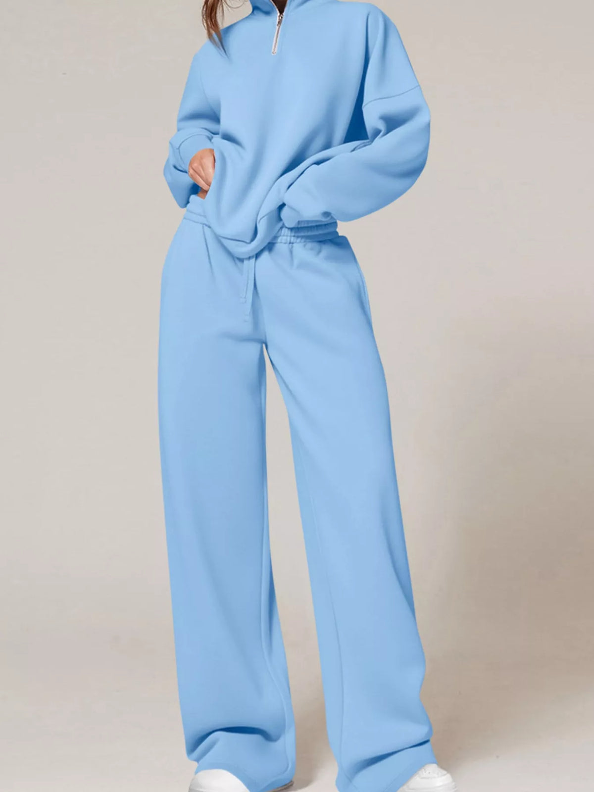 Half-zip sweatshirt set – sky blue