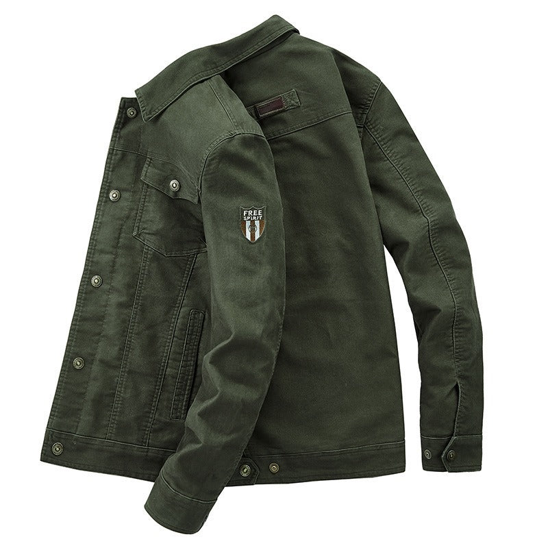 New men's jacket, men's youth army green collar casual jacket, men's top trend