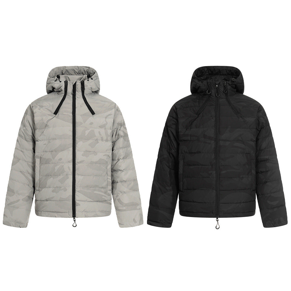 Street Style Men's Hooded Irregular Zipper Loose Fit Duck Down Jacket Coat