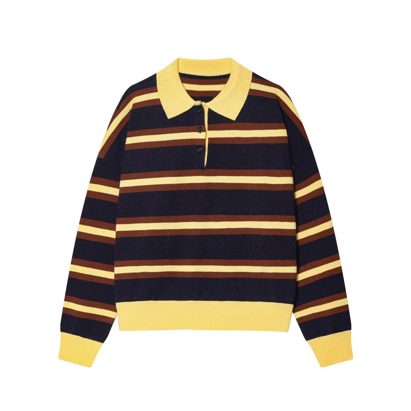 Striped knitted polo shirt