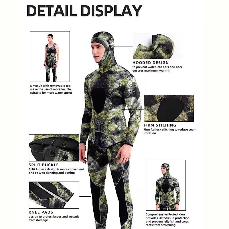 New 3MM fish hunting camouflage chloroprene rubber split diving suit for men's cold and warm free surfing suit