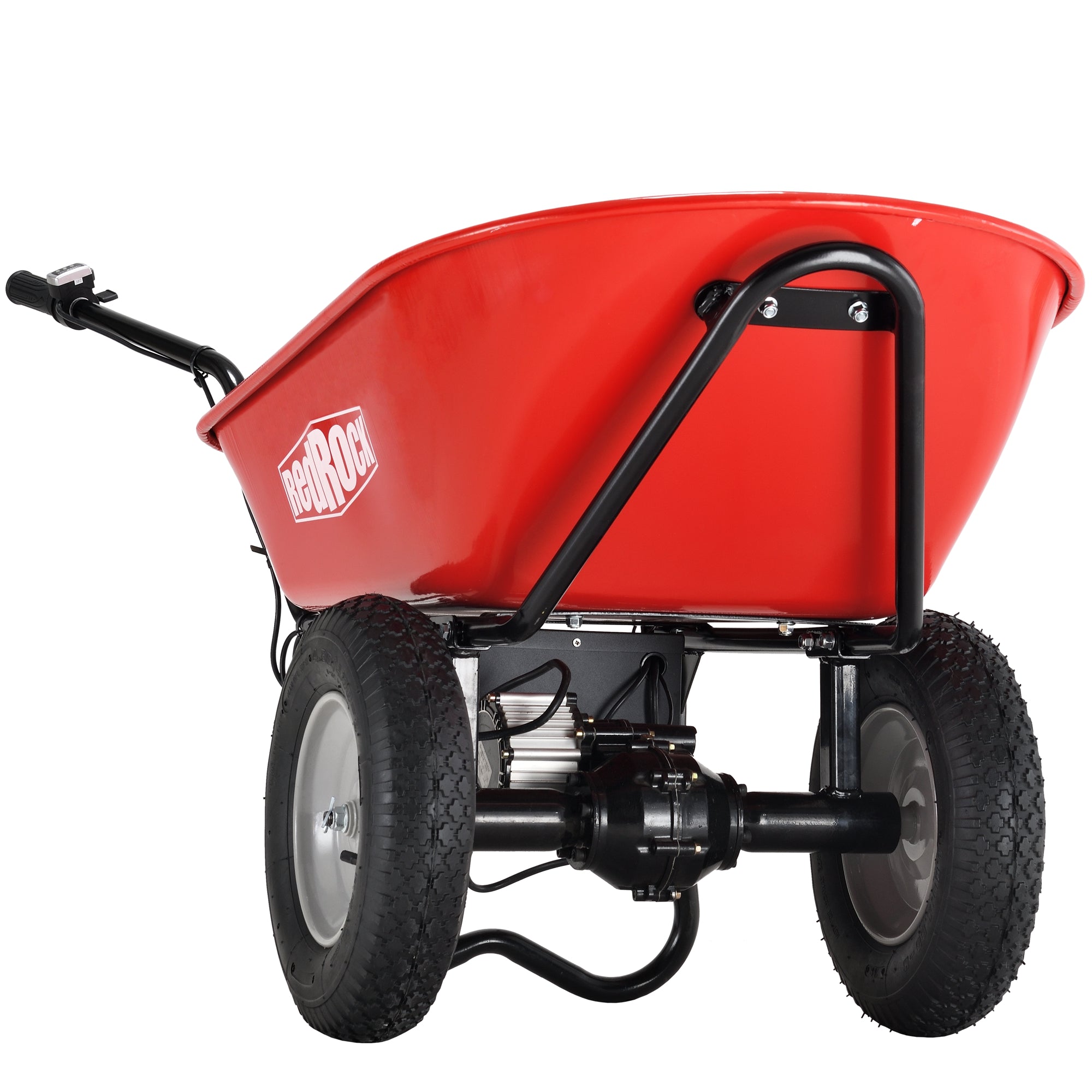 Red Rock Wheelbarrow Utility Cart Electric Powered AGM Battery 330lbs (150kgs) Max Capacity Barrel Dump Material Debris Hauler