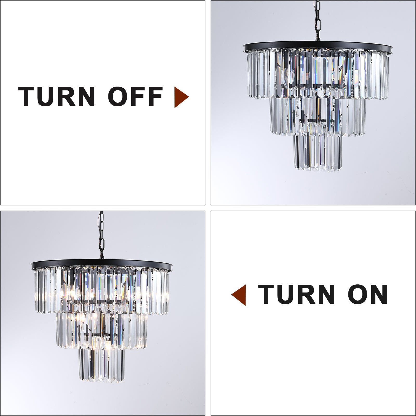 Black Luxury Crystal Chandelier Modern Chandeliers Lights Fixture Hanging Pendant Light Fixture for Dining Room Bedroom