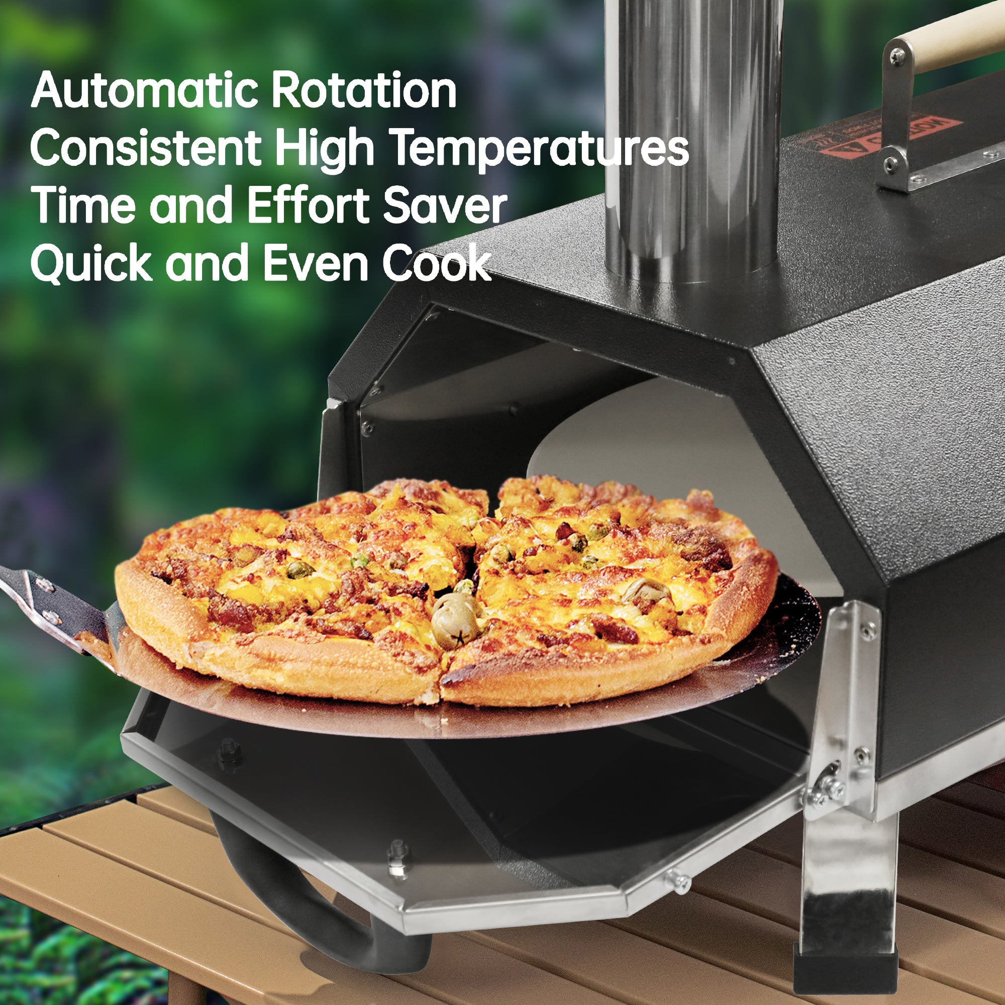 Black 12 Wood Fired Outdoor Pizza Oven - Portable Hard Wood Pellet Pizza Oven