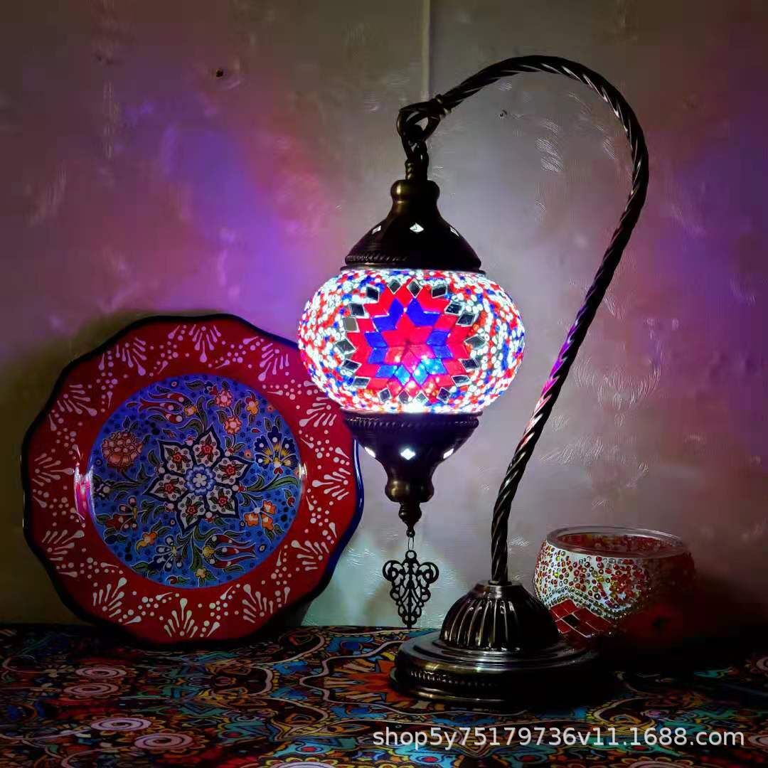 Exotic Moroccan retro mosaic study bedside Little Swan Cafe dressing table coffee table decorative lamp