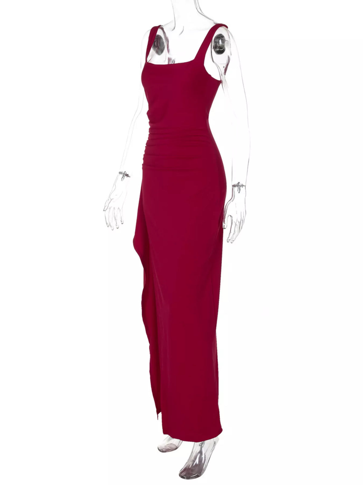 Square-neck slit maxi dress