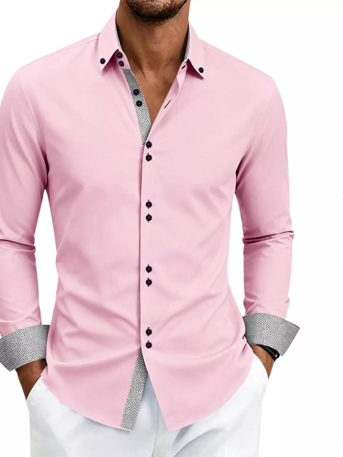 Contrast-trim slim shirt