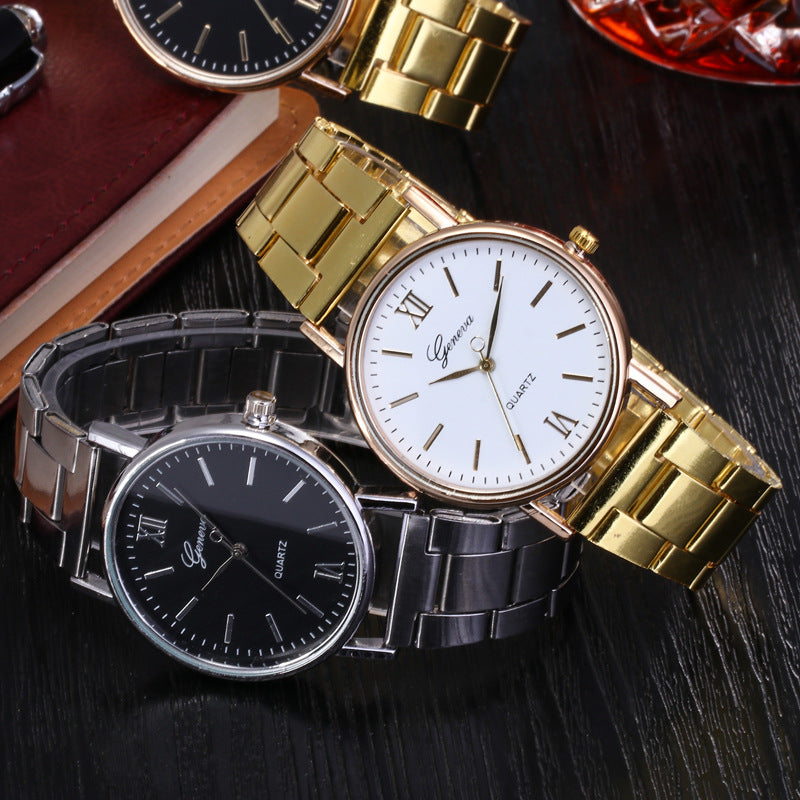Slim steel-band watch