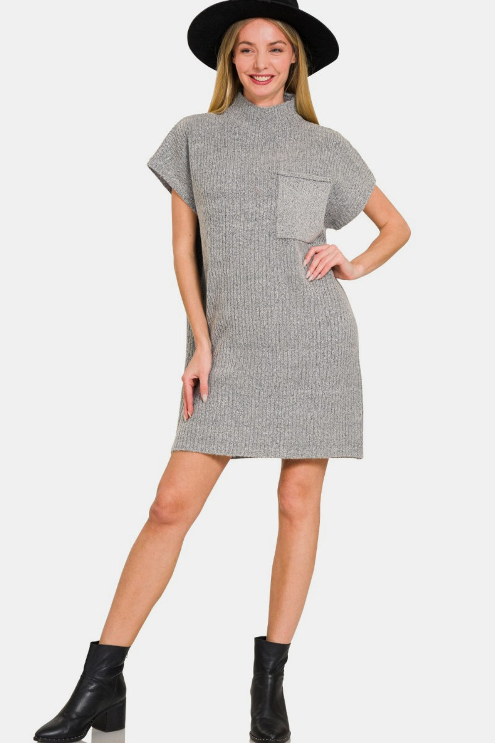 Zenana Short Sleeve Sweater Mini Dress