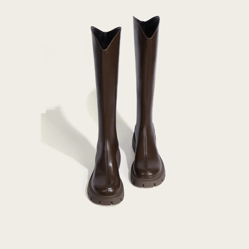 Tall riding boots, Brown, front