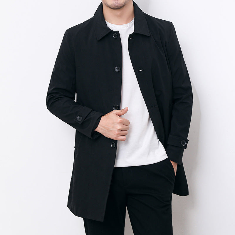 Button front mac coat, Black, front