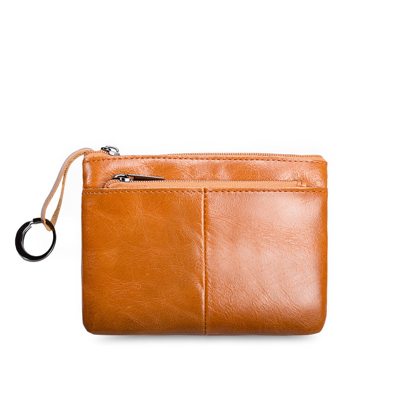 Leather zip coin pouch