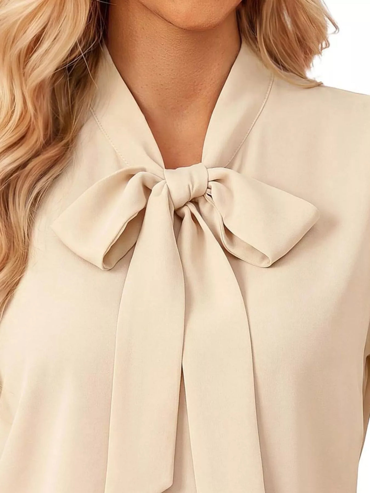 Bow-tie chevron-sleeve blouse
