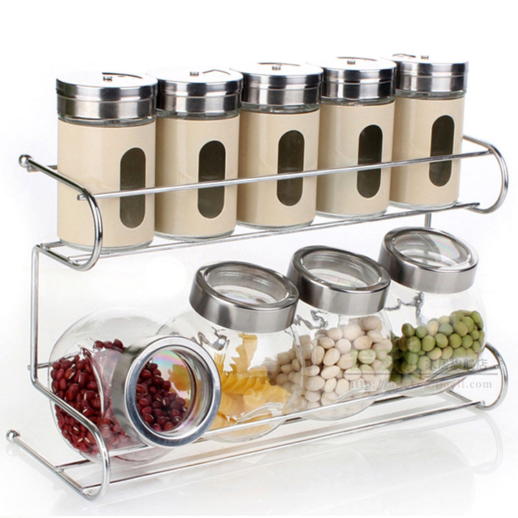 Glass spice jar rack