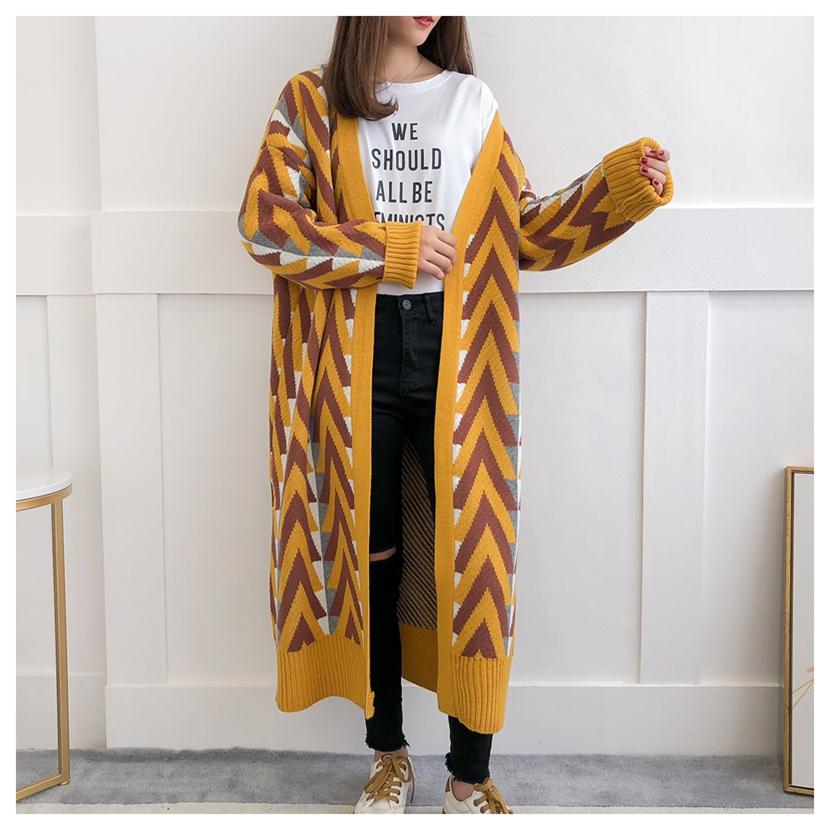 Geometric knit cardigan – yellow