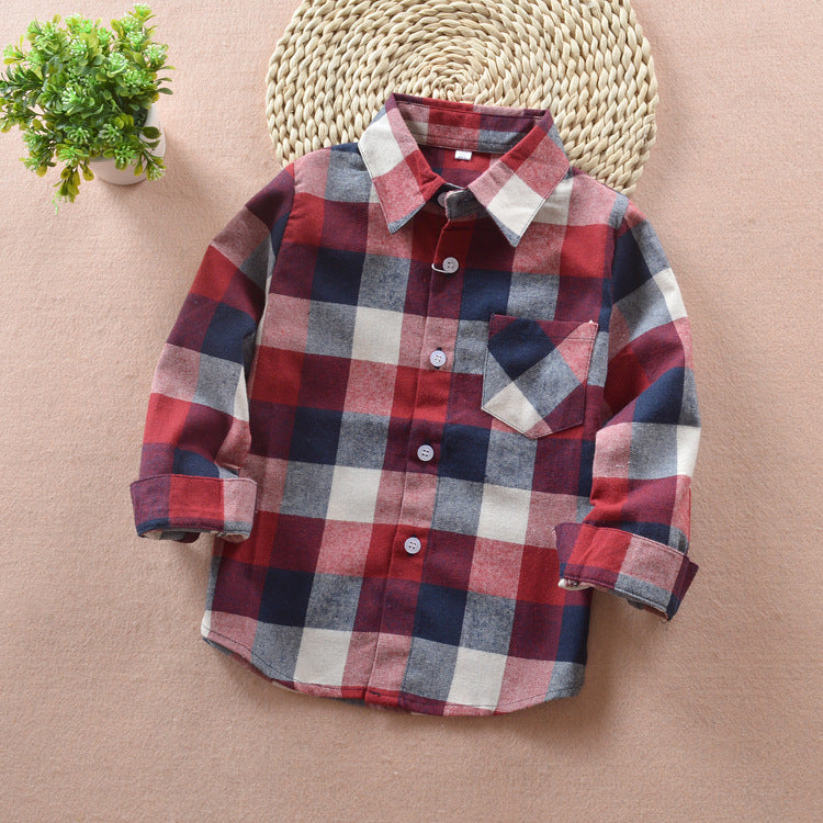 Boys' check flannel shirt