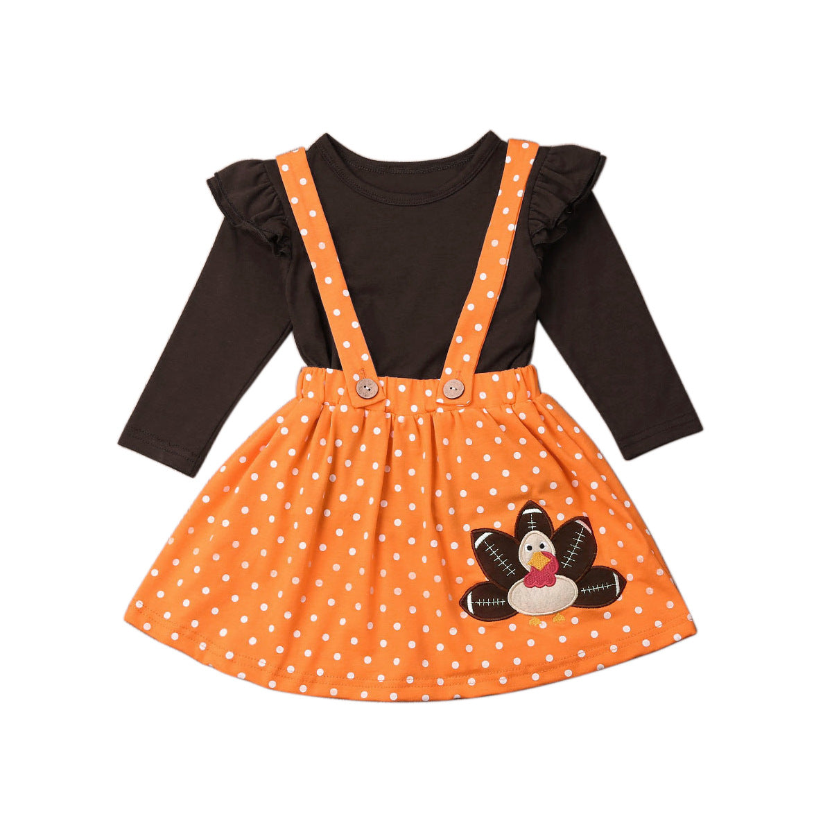 Toddler turkey embroidered dress set
