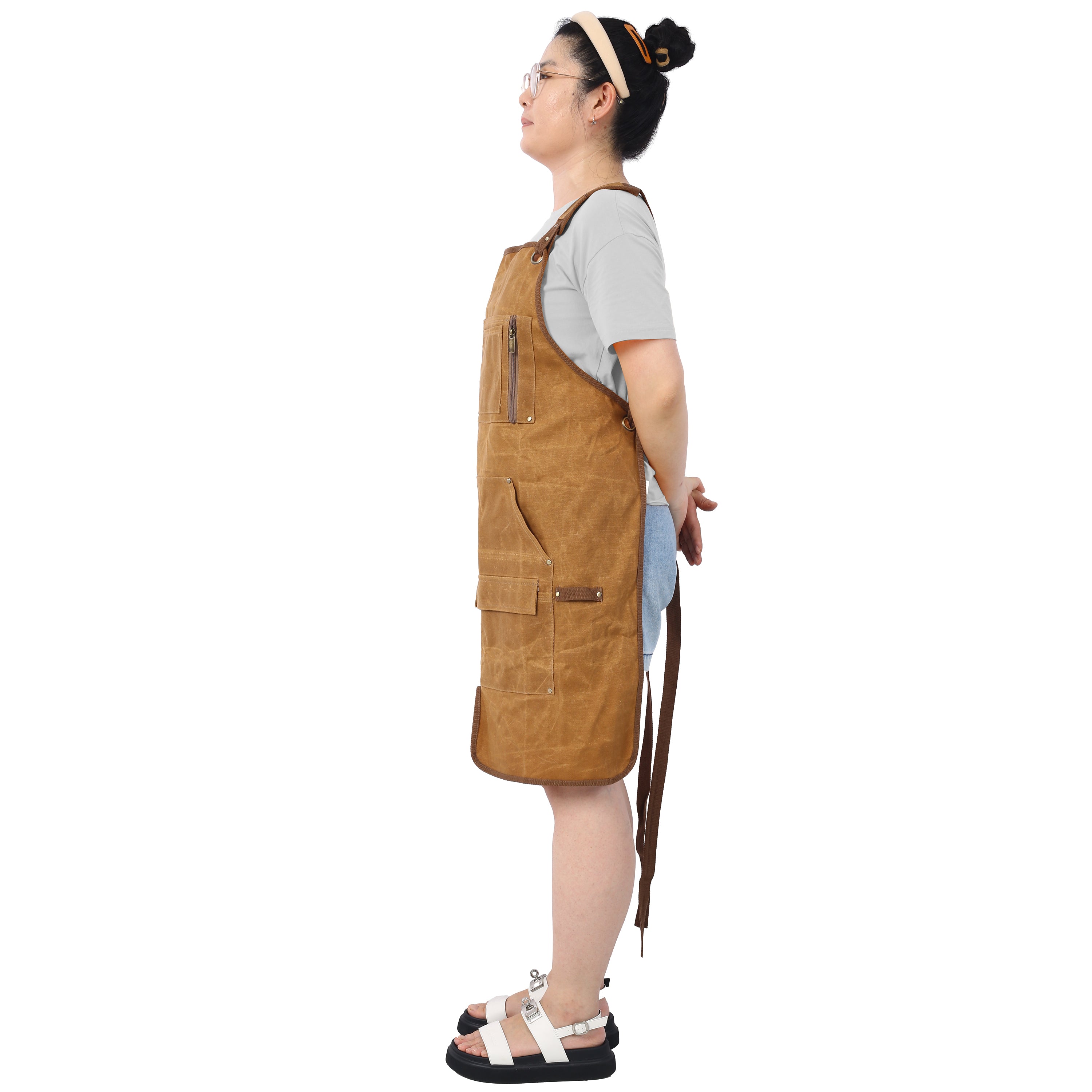 Long heavy-duty waxed canvas tool apron, carpenter apron, carpenter apron, carpenter waterproof 18 ounces