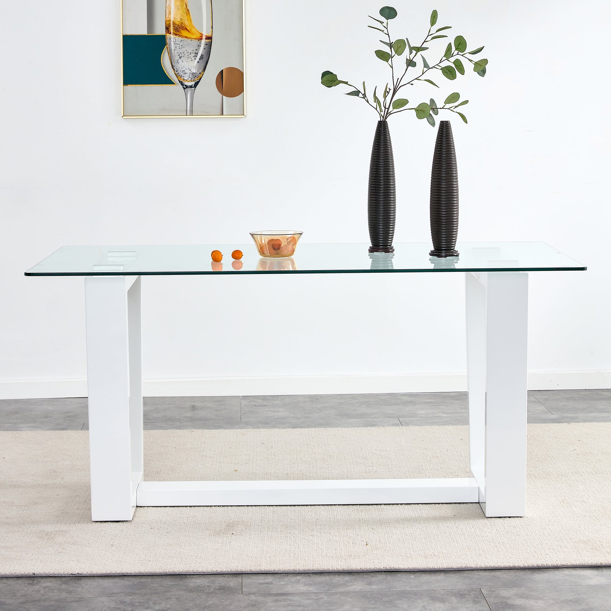 Glass Dining Table Large Modern Minimalist Rectangular