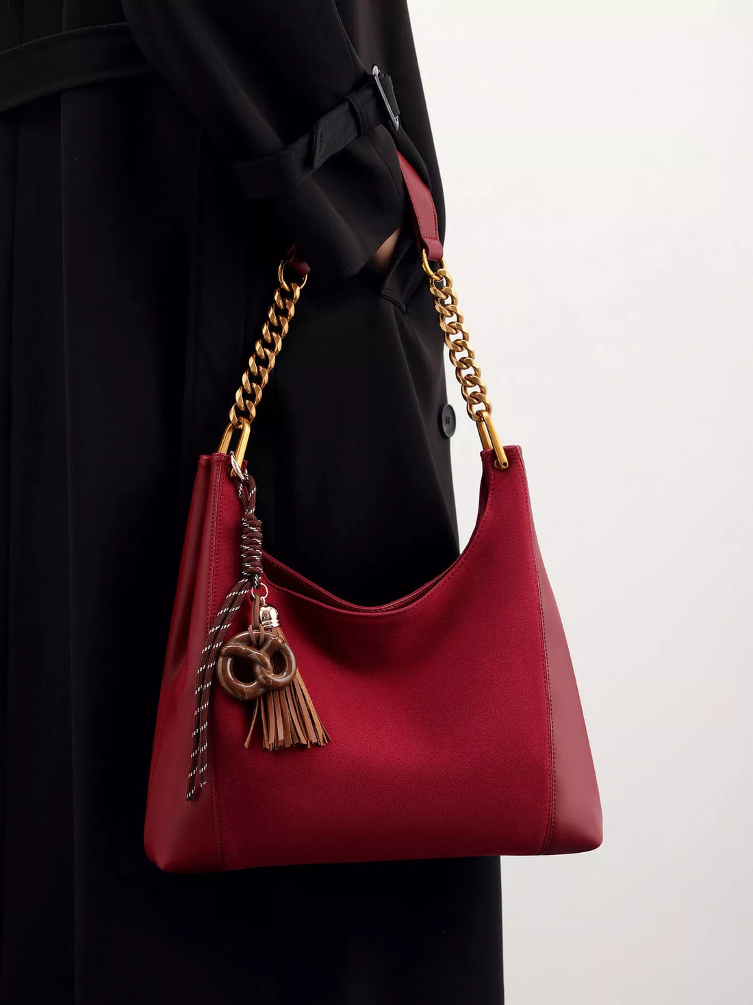 Tassel chain shoulder bag – wine red